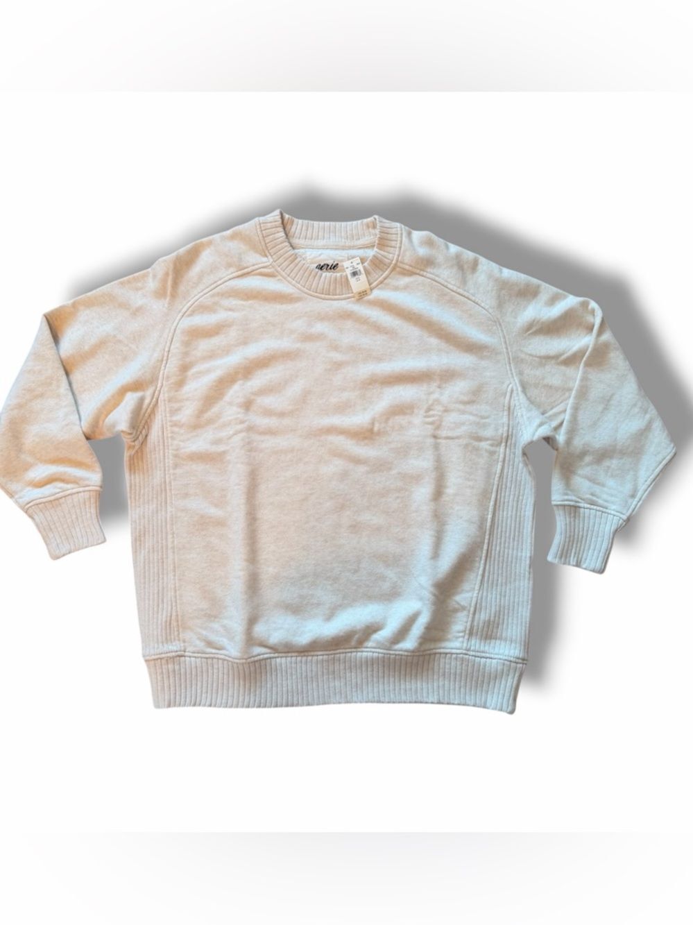 NWT Aerie Down-To-Earth Crew Sweatshirt Heather Frost Cozy Size S - Picture 3 of 13